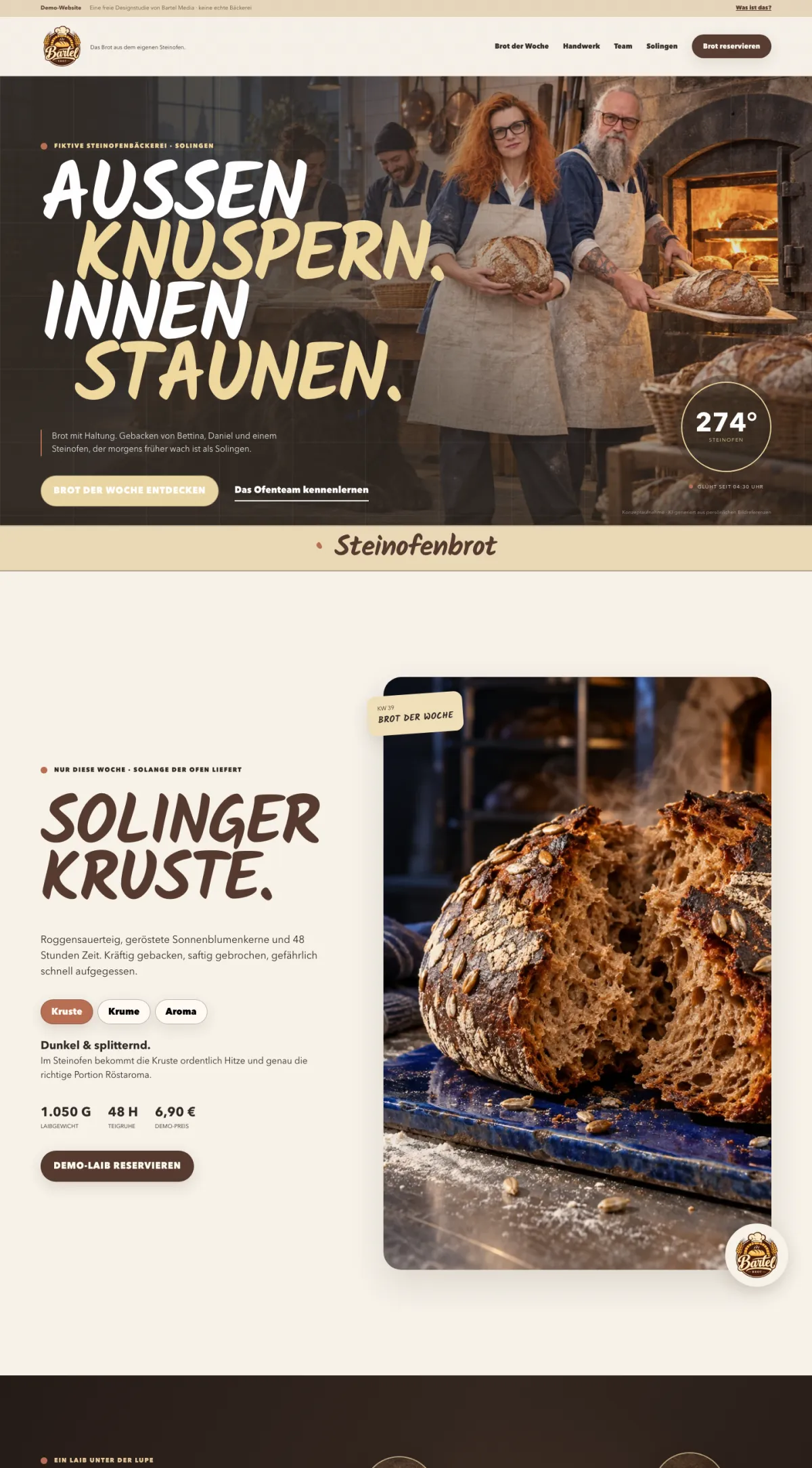 Startseite der Studie Steinofenbäckerei